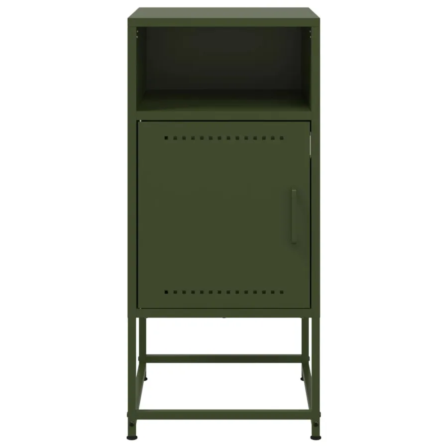 Table de chevet vert olive 36x39x78 cm acier - 6