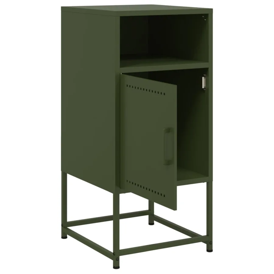 Table de chevet vert olive 36x39x78 cm acier - 9