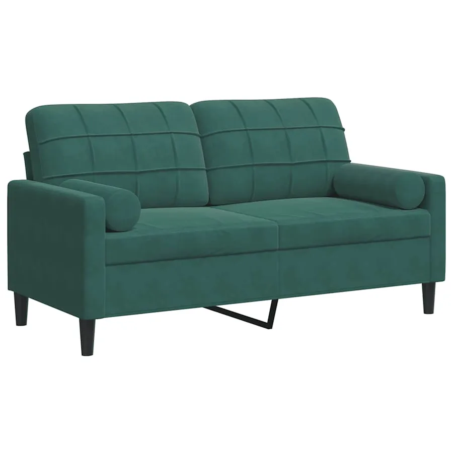 Canapé 2 places avec oreillers vert foncé 140 cm velours - 2