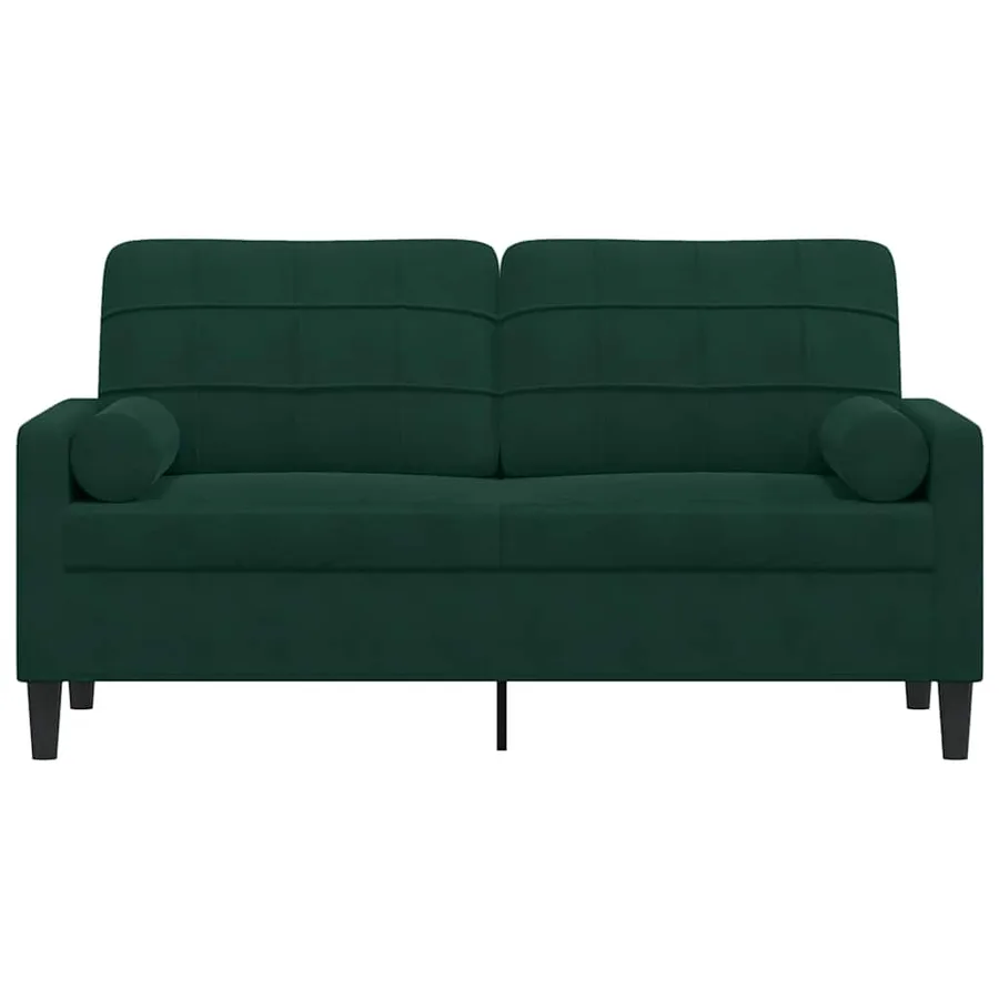 Canapé 2 places avec oreillers vert foncé 140 cm velours - 3