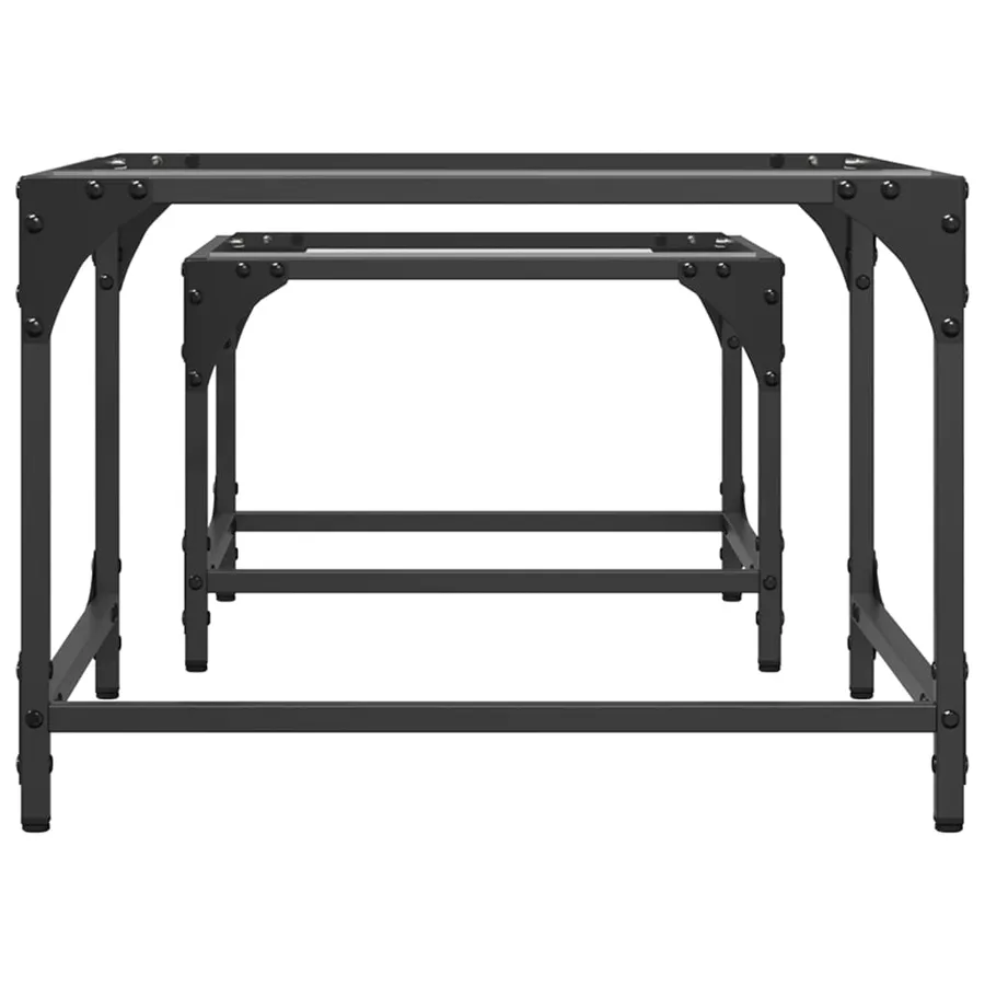 Tables basses gigognes 2 pcs dessus en verre transparent acier - 5