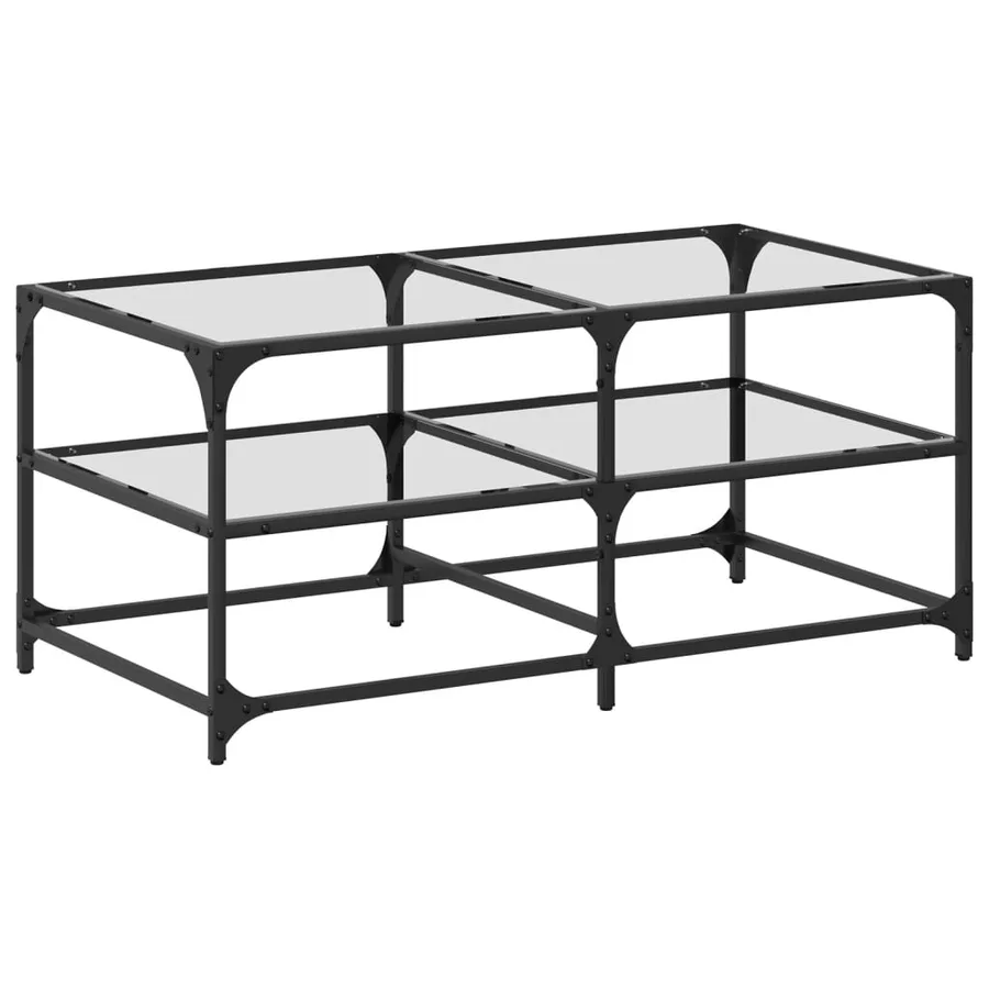 Table basse avec dessus en verre transparent 98,5x50x45cm acier - 2