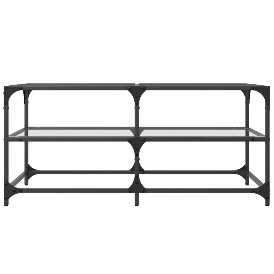 Table basse avec dessus en verre transparent 98,5x50x45cm acier - 4