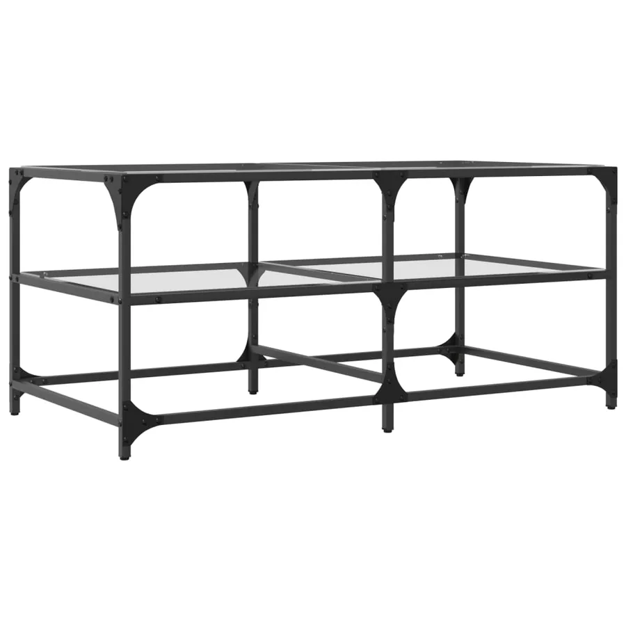 Table basse avec dessus en verre transparent 98,5x50x45cm acier - 6