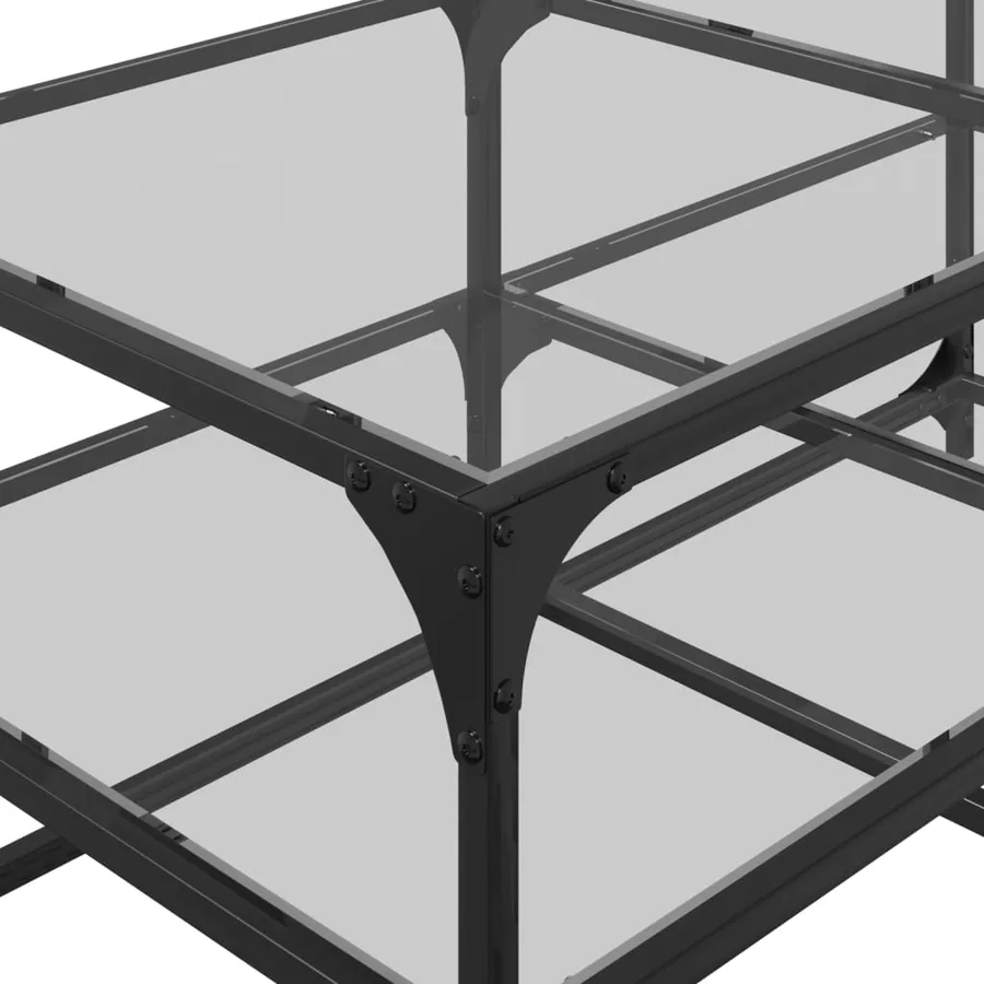 Table basse avec dessus en verre transparent 98,5x50x45cm acier - 8