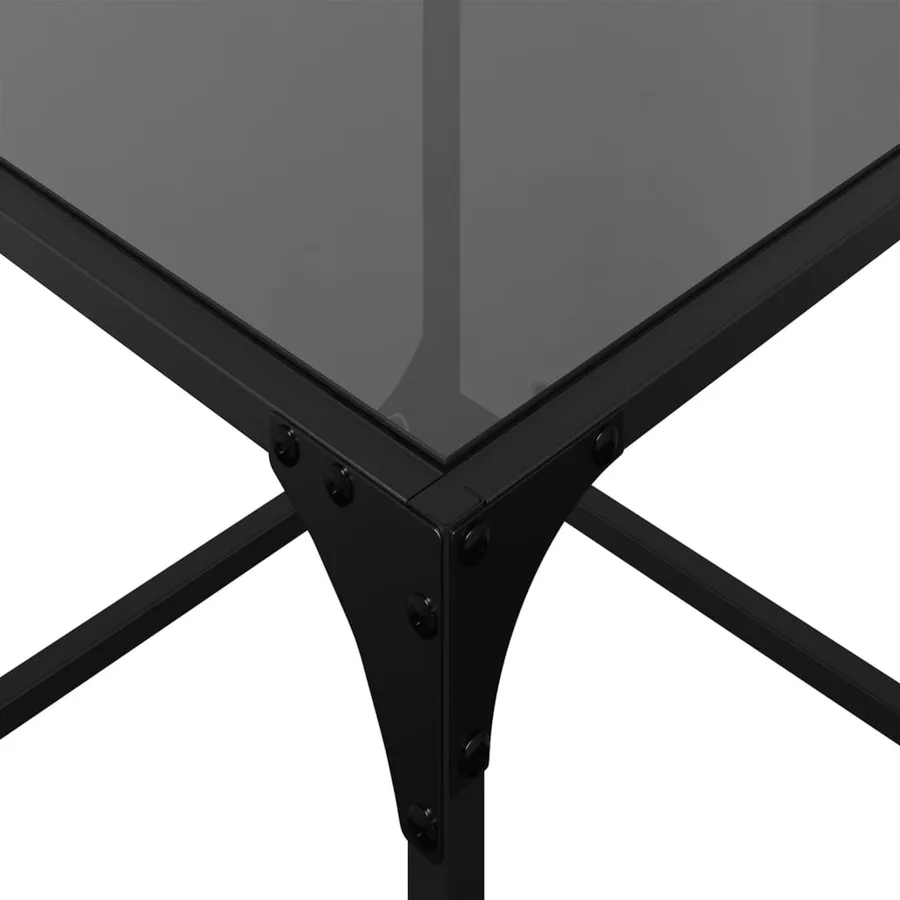 Tables basses avec dessus en verre noir 2 pcs 40x40x40 cm acier - 8