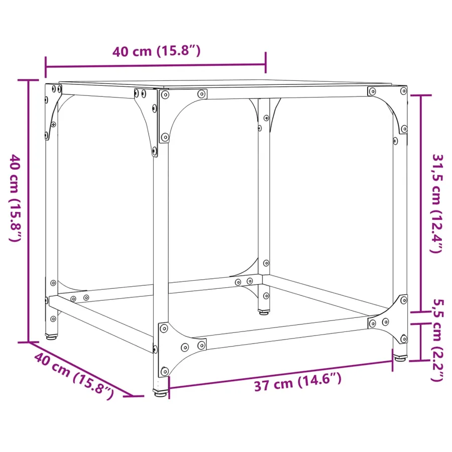 Tables basses avec dessus en verre noir 2 pcs 40x40x40 cm acier - 9