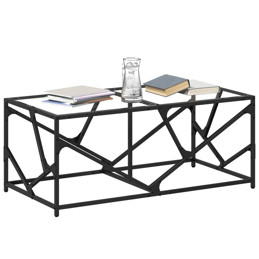 Table basse avec dessus en verre transparent 98,5x50x41cm acier - 3