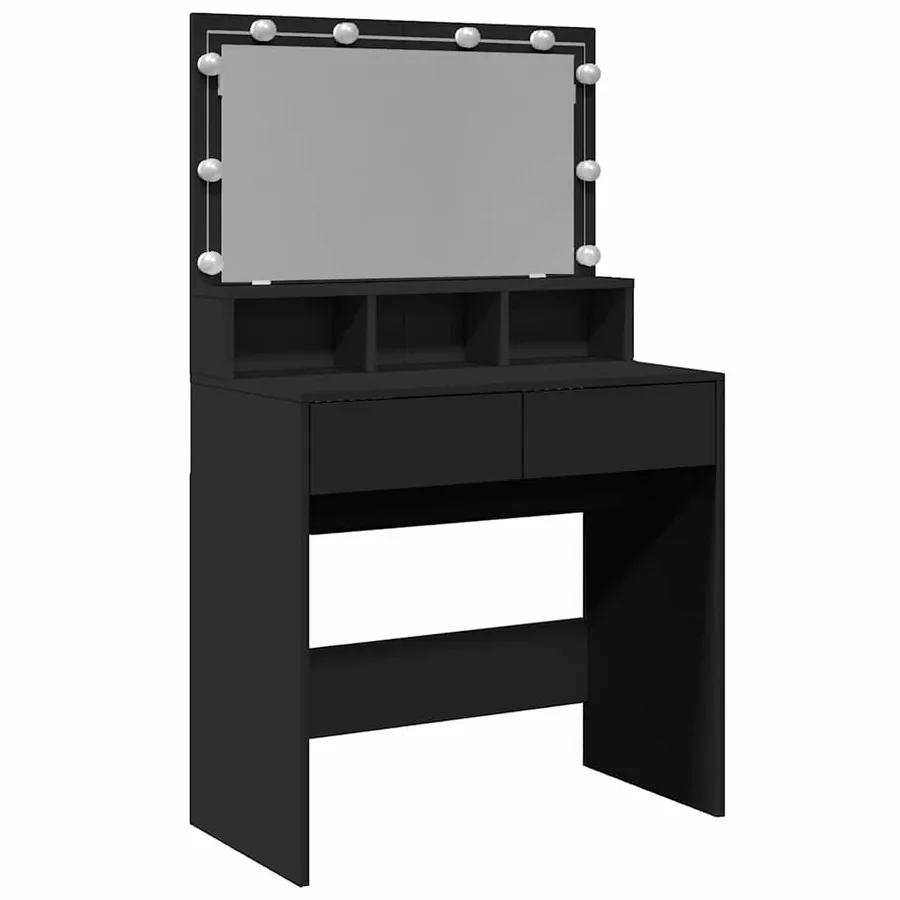 Coiffeuse avec LED noir 80x41x134,5 cm - 2