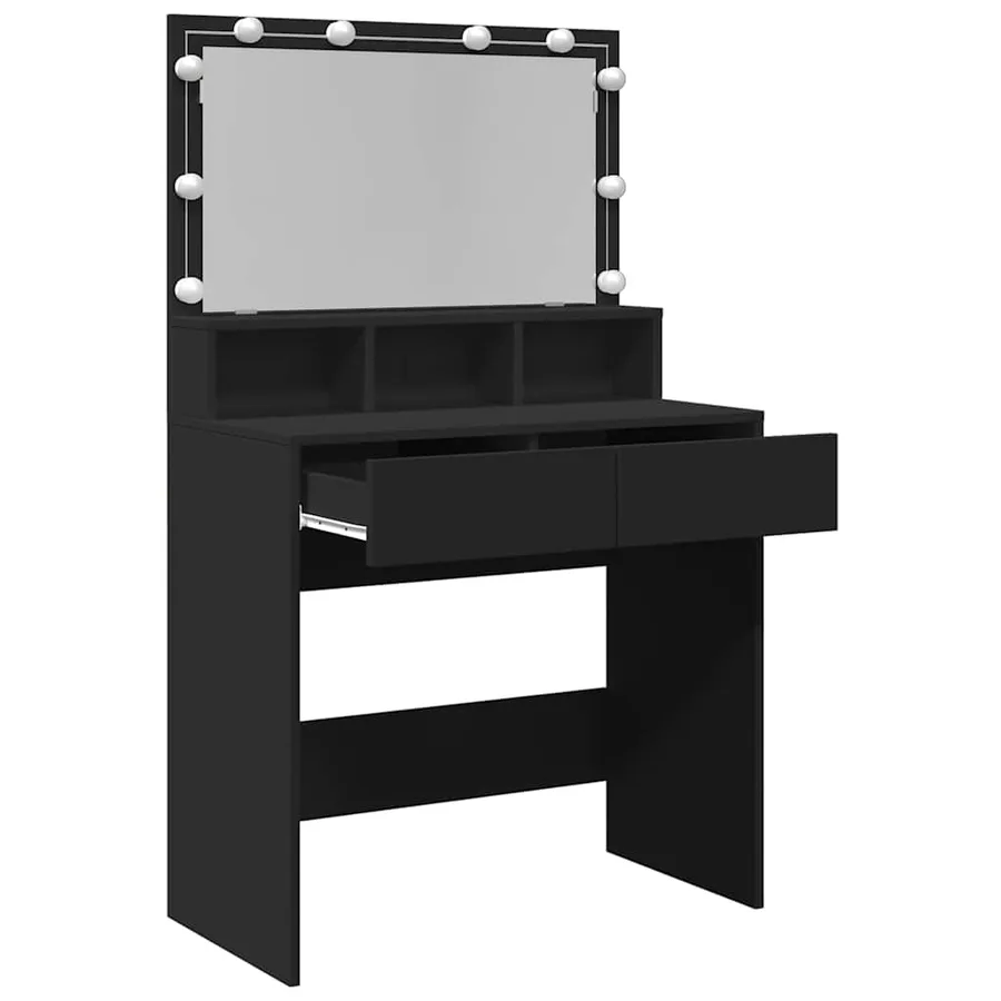 Coiffeuse avec LED noir 80x41x134,5 cm - 9