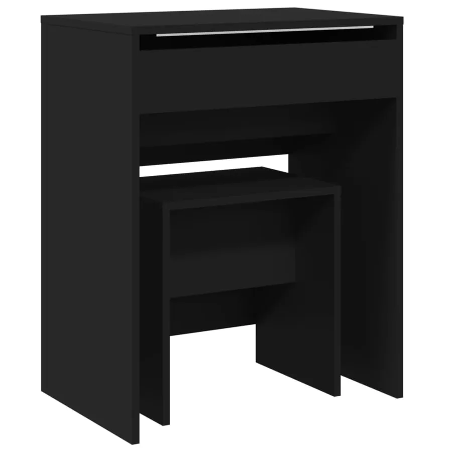 Coiffeuse et tabouret noir 60x40x113,5 cm - 2