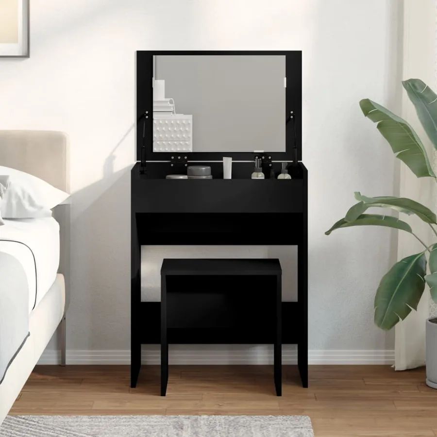 Coiffeuse et tabouret noir 60x40x113,5 cm - 4