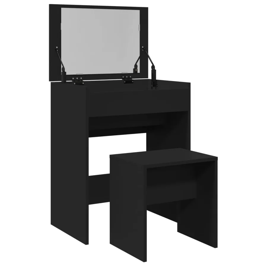 Coiffeuse et tabouret noir 60x40x113,5 cm - 8