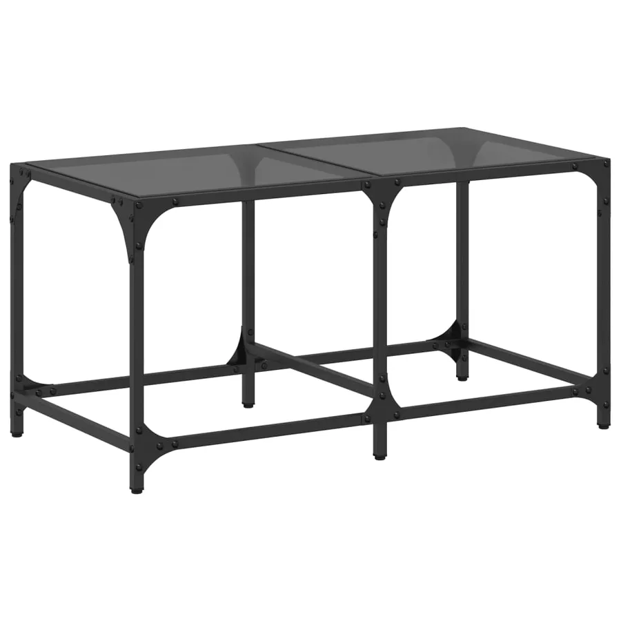 Table basse avec dessus en verre noir 78,5x40x40 cm acier - 2