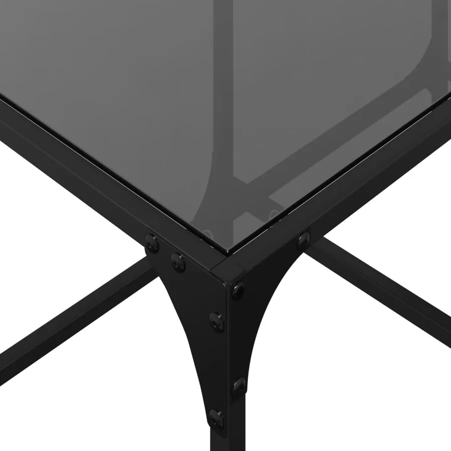 Table basse avec dessus en verre noir 78,5x40x40 cm acier - 7
