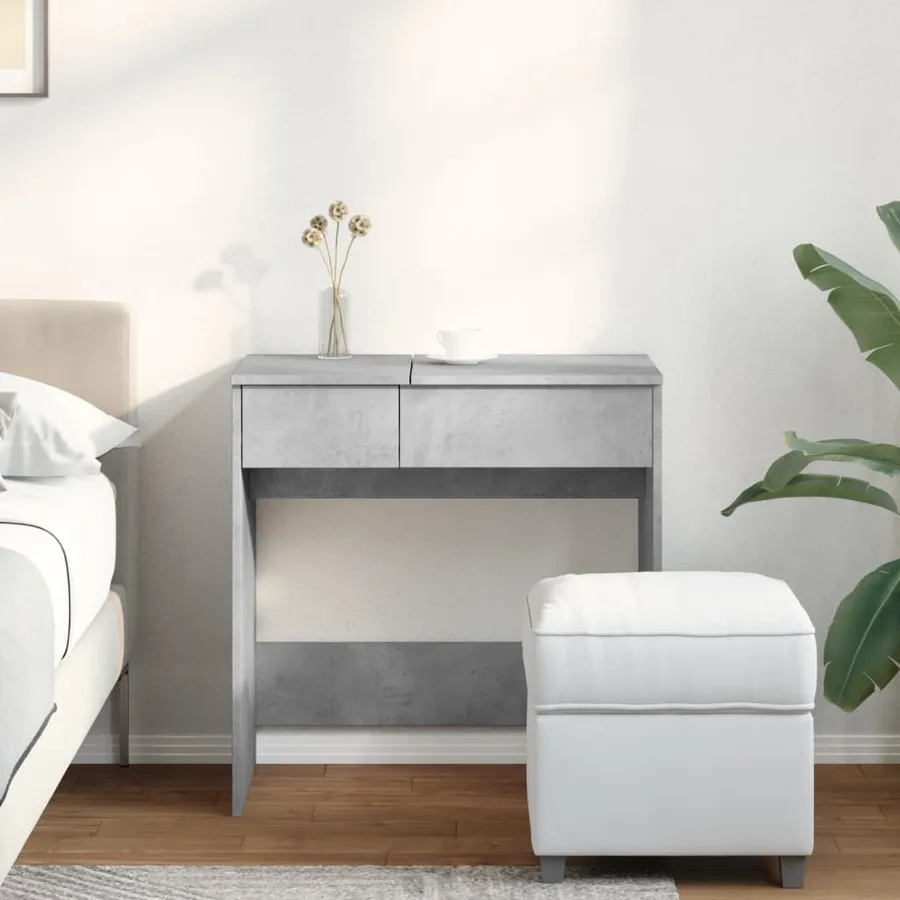 Coiffeuse avec miroir gris béton 73x46,5x120 cm - 3