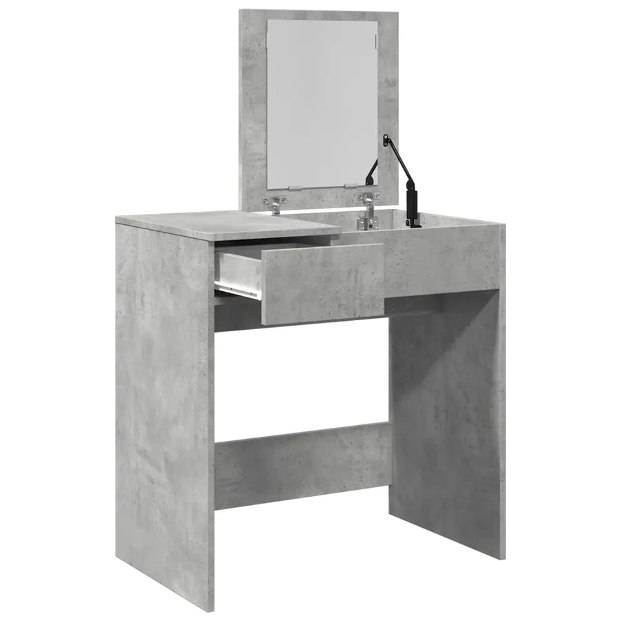 Coiffeuse avec miroir gris béton 73x46,5x120 cm - 8