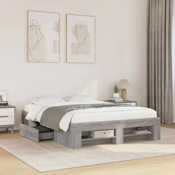 Cadre de lit sans matelas sonoma gris 140x200 cm