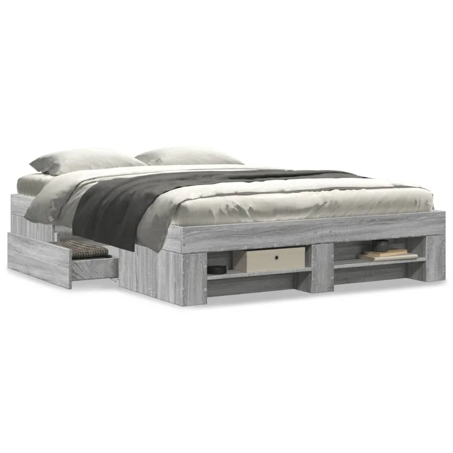 Cadre de lit sans matelas sonoma gris 140x200 cm - 4