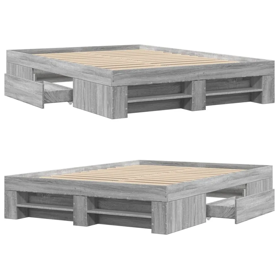 Cadre de lit sans matelas sonoma gris 140x200 cm - 8