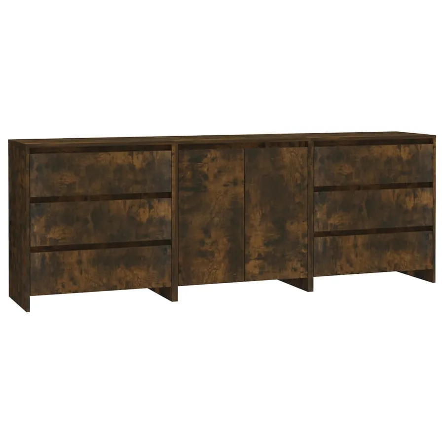 Buffets 3 pcs Chêne fumé Bois d'ingénierie - 2