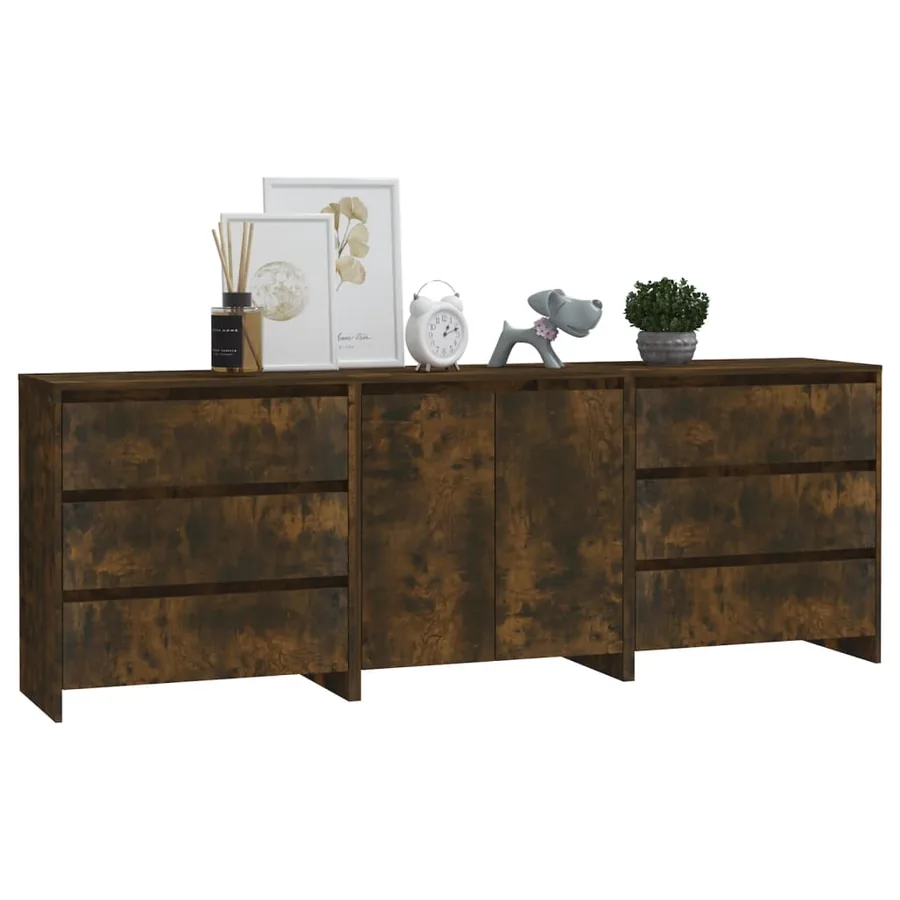 Buffets 3 pcs Chêne fumé Bois d'ingénierie - 6
