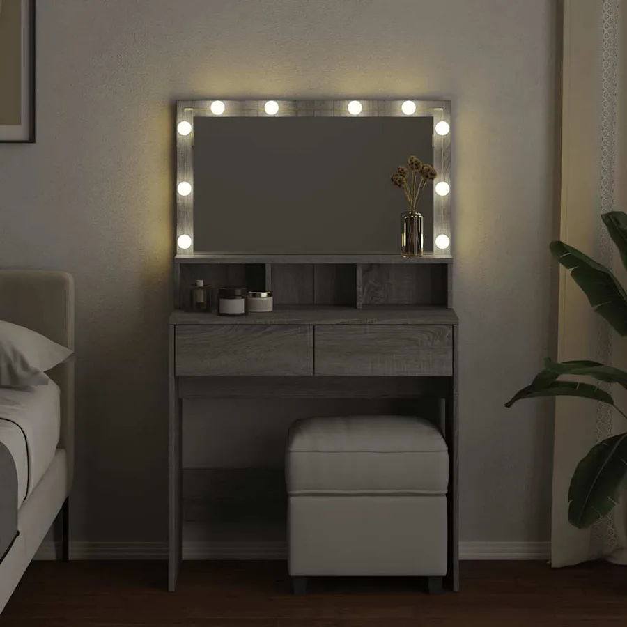 Coiffeuse avec LED sonoma gris 80x41x134,5 cm - 3