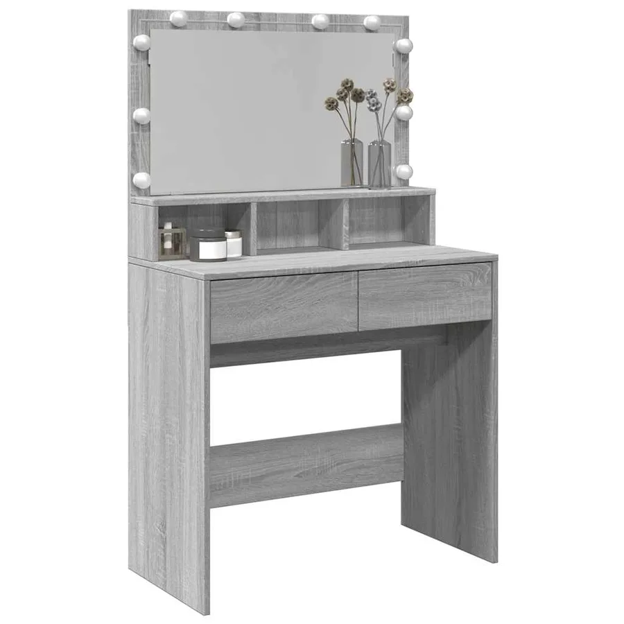 Coiffeuse avec LED sonoma gris 80x41x134,5 cm - 4