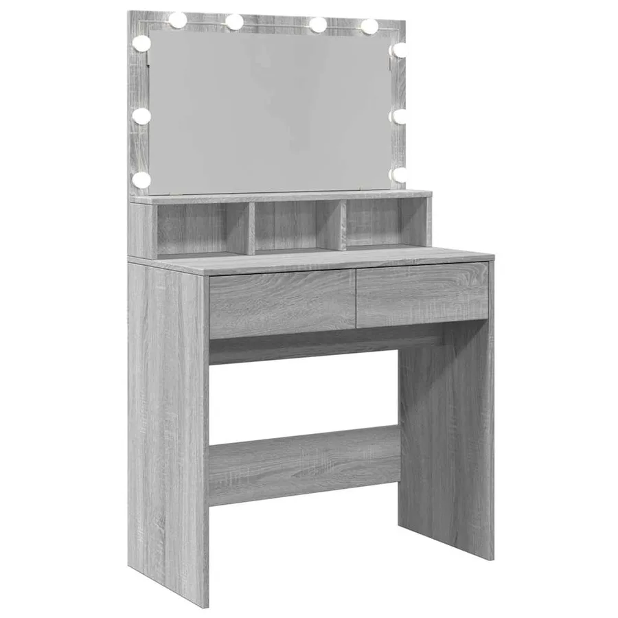 Coiffeuse avec LED sonoma gris 80x41x134,5 cm - 8