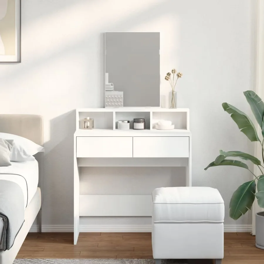 Coiffeuse avec miroir blanc 80x41x144,5 cm - 3