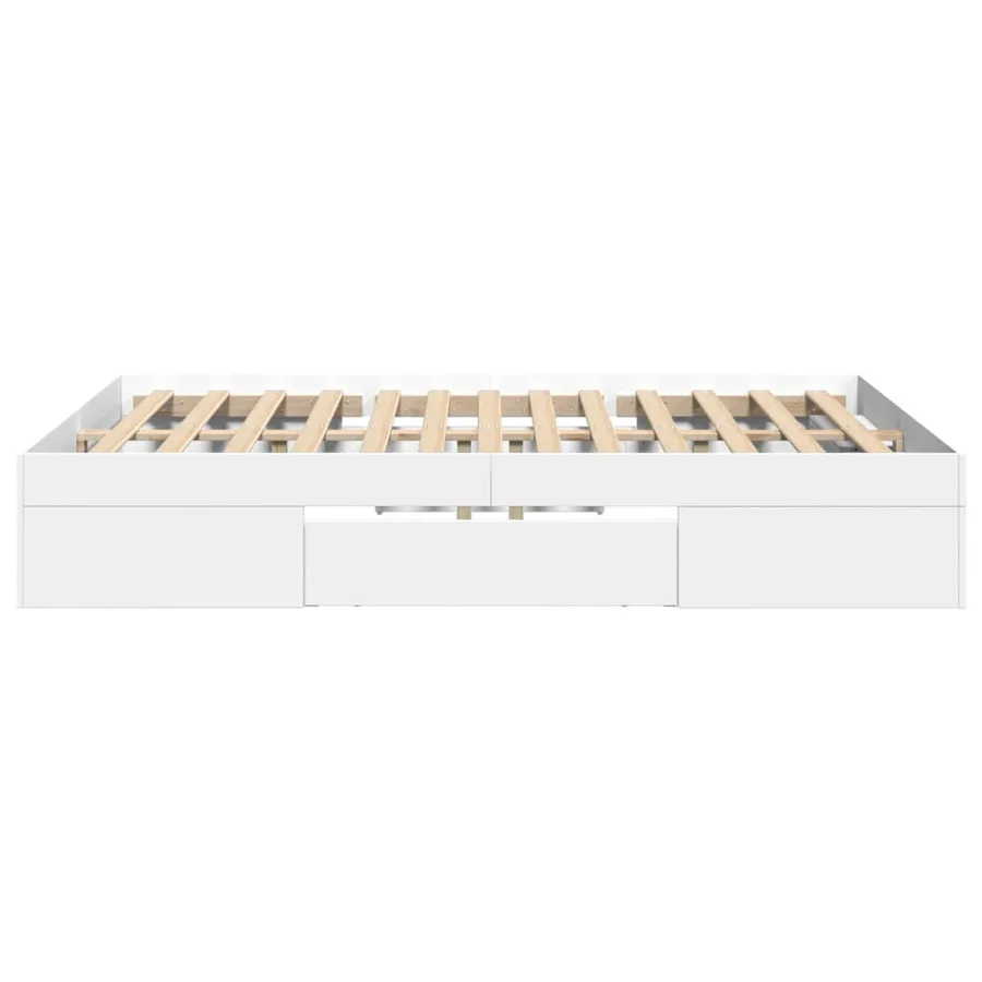 Cadre de lit sans matelas blanc 135x190 cm bois d'ingénierie - 6
