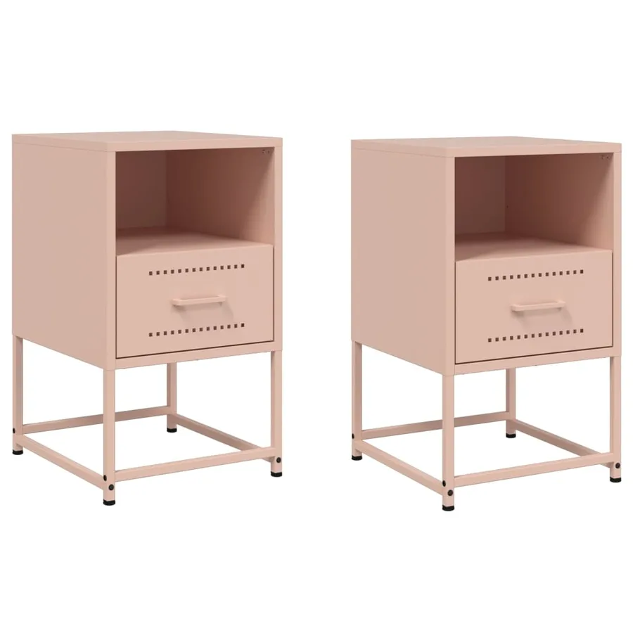 Tables de chevet 2 pcs rose 36x39x60,5 cm acier - 2