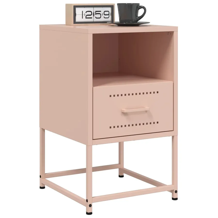 Tables de chevet 2 pcs rose 36x39x60,5 cm acier - 3