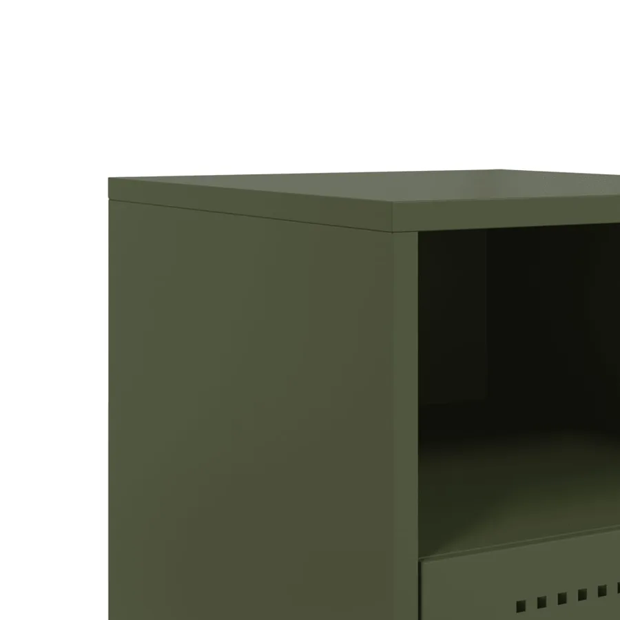Table de chevet vert olive 36x39x60,5 cm acier - 10