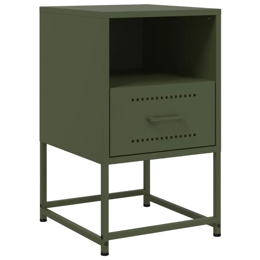 Table de chevet vert olive 36x39x60,5 cm acier - 2