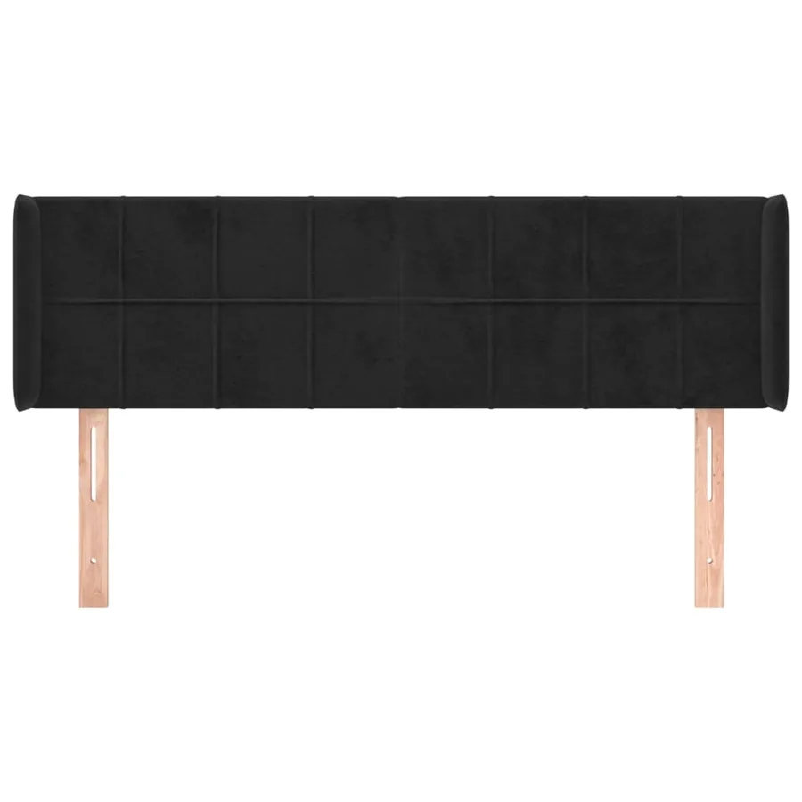 Tête de lit avec oreilles Noir 147x16x78/88 cm Velours - 3