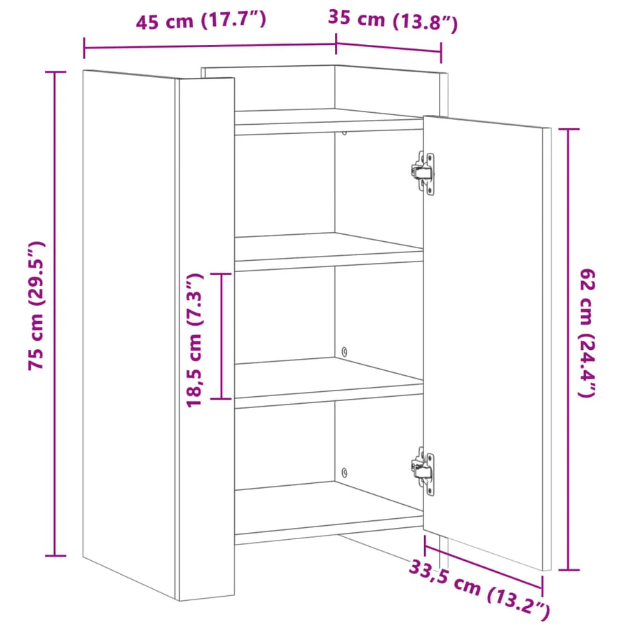 Buffet gris béton 45x35x75 cm Bois d'ingénierie - 11
