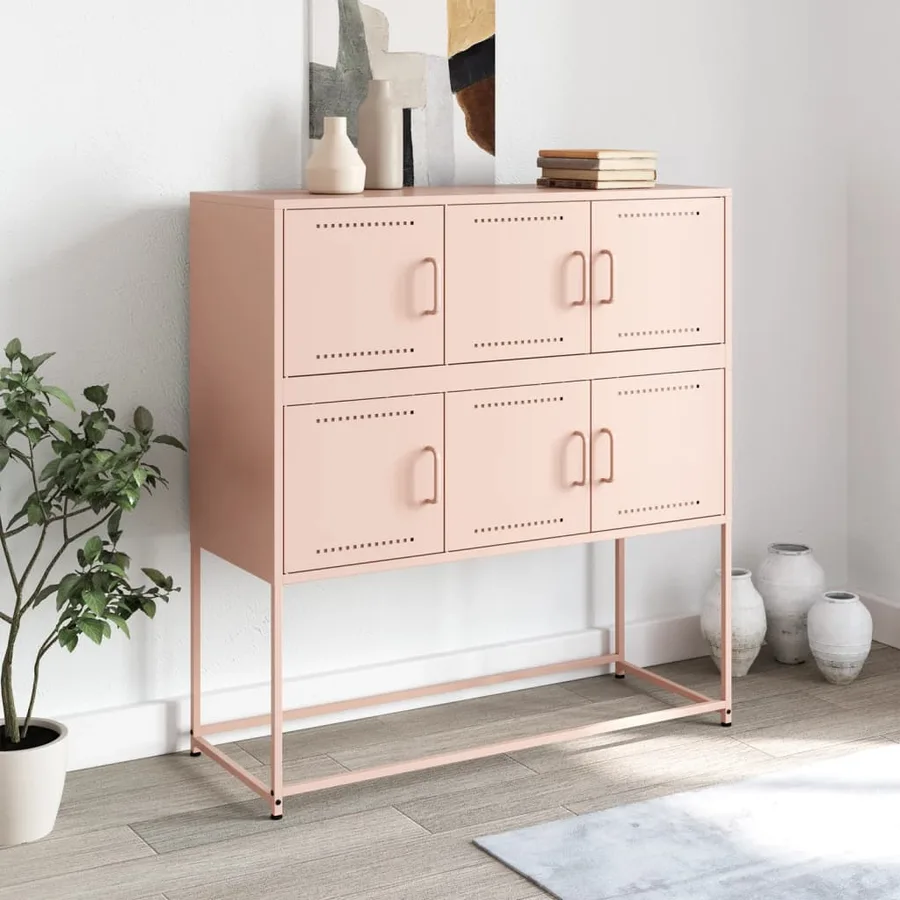 Buffet rose 100,5x39x107 cm acier - 3