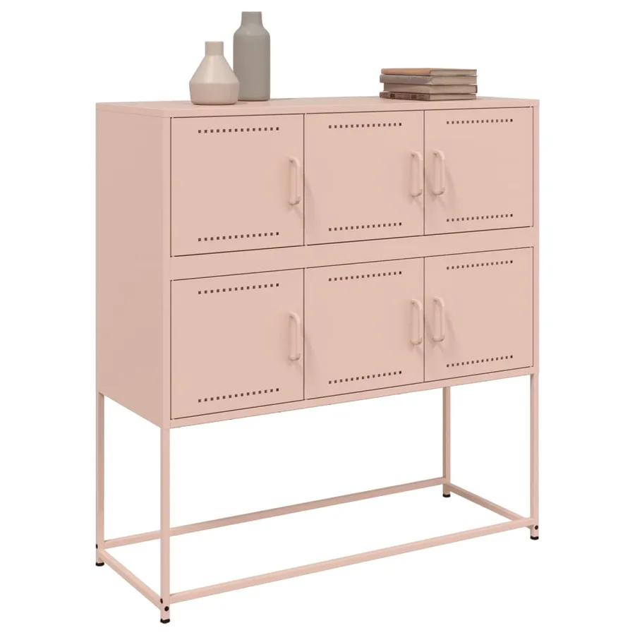 Buffet rose 100,5x39x107 cm acier - 4
