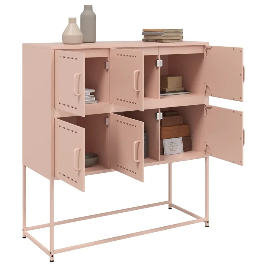 Buffet rose 100,5x39x107 cm acier - 5
