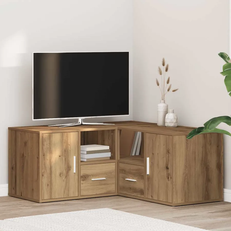 Armoire d'angle chêne artisanal 160x40x45 cm bois d'ingénierie