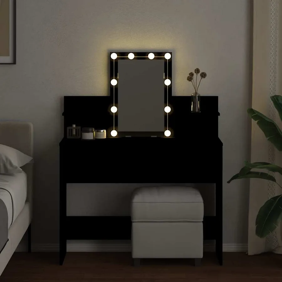 Coiffeuse avec LED noir 100x40x130 cm - 3