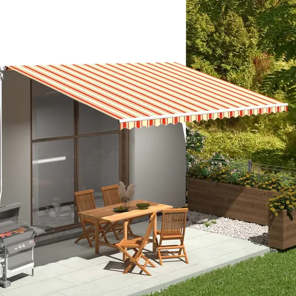Tissu de remplacement pour auvent jaune et orange 5x3,5 m polyester