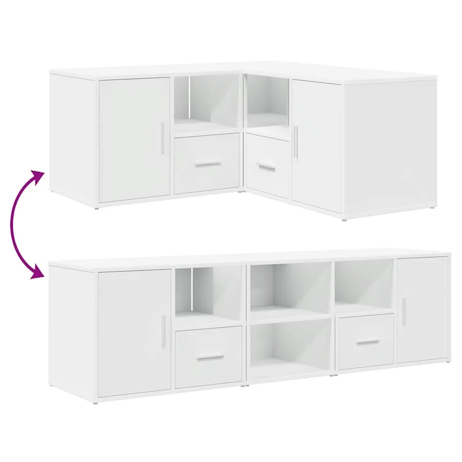 Armoire d'angle blanc 160x40x45 cm bois d’ingénierie - 12