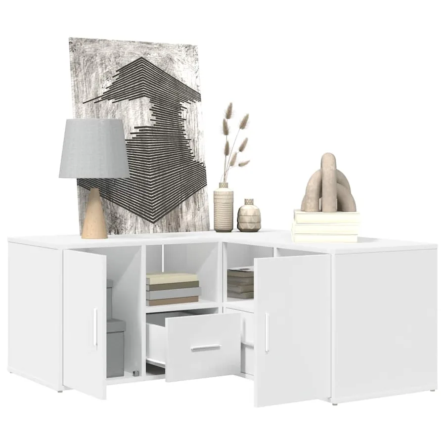 Armoire d'angle blanc 160x40x45 cm bois d’ingénierie - 4