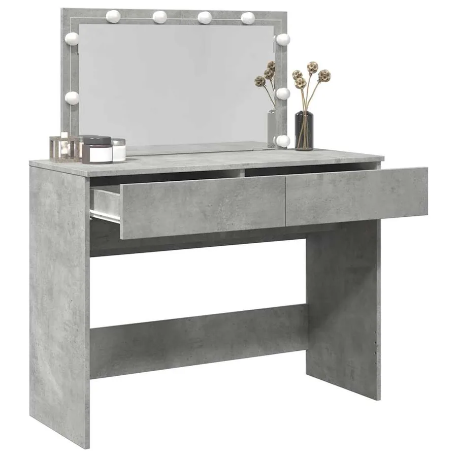 Coiffeuse avec LED gris béton 100x40x120 cm - 4
