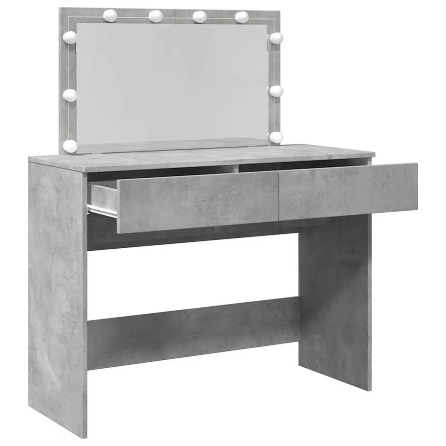 Coiffeuse avec LED gris béton 100x40x120 cm - 9