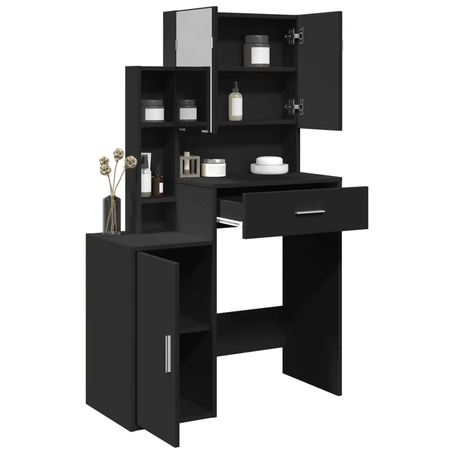 Coiffeuse avec armoire noir 80x35x132 cm - 4