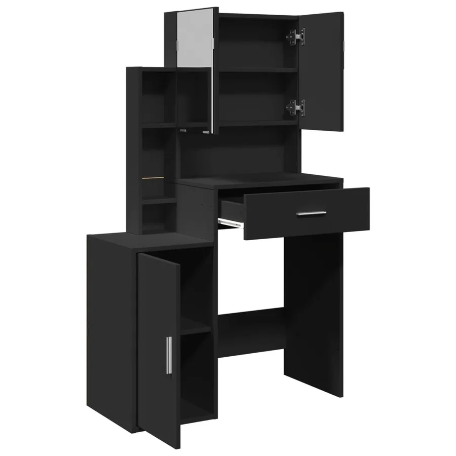 Coiffeuse avec armoire noir 80x35x132 cm - 8