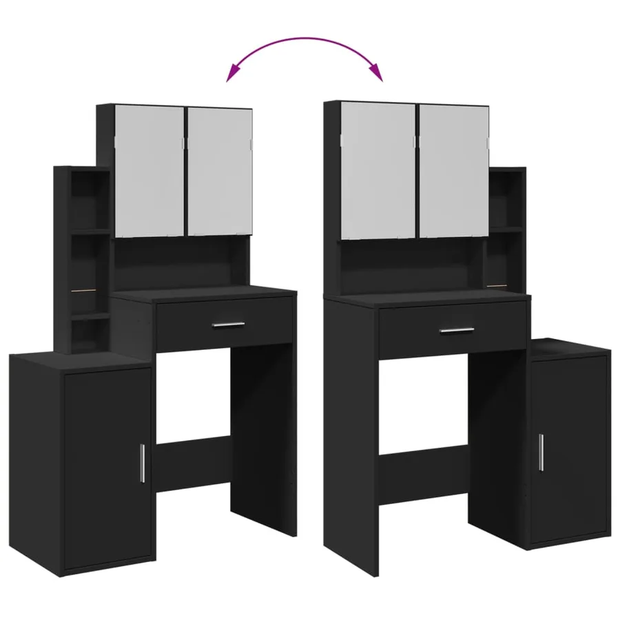 Coiffeuse avec armoire noir 80x35x132 cm - 9